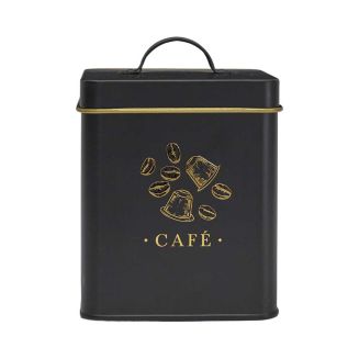 Boîte de rangement en métal noir et doré pour café - LUXOR