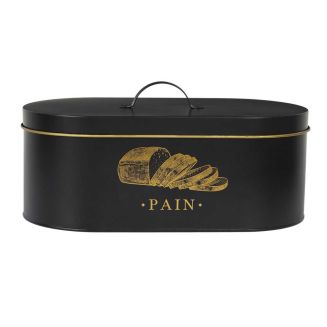 Boîte de rangement en métal noir et doré pour pain - LUXOR