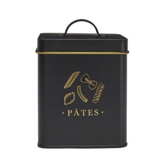 Boîte de rangement en métal noir et doré pour pates - LUXOR
