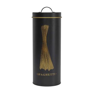 Boîte de rangement en métal noir et doré pour spaghettis - LUXOR