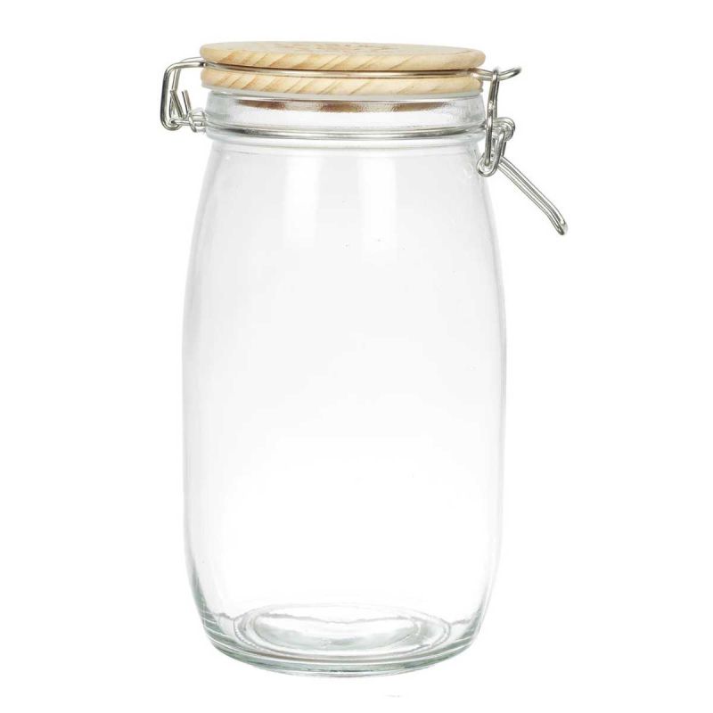 Bocal de conservation 1,5L en verre couvercle bois