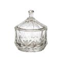 Bonbonnière en verre ciselée transparent Ø9,5cm