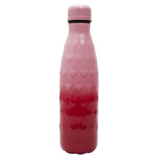 Bouteille de transport isotherme 50cl rouge et rose motif cœur embossé
