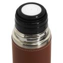 Bouteille de transport isotherme 50cl simili cuir marron avec avec bouton poussoir