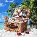 Panier de pique-nique pour 4 personnes avec vaisselle complète style exotique