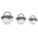 Set de 3 boîtes hermétiques à emporter en plastique avec couvercles hermétiques gris