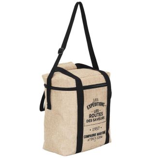 Lunch bag isotherme 9L avec bandoulière réglable à effet jute naturel