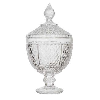 Bonbonnière en verre style diamant H31 cm