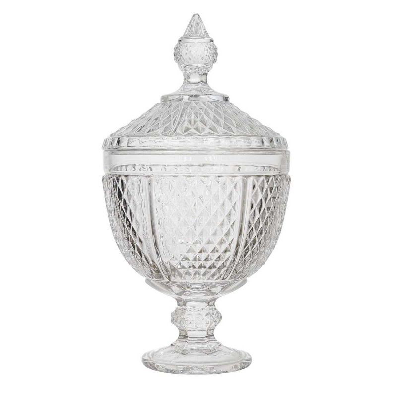 Bonbonnière en verre style diamant H31 cm