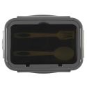 Lunch box 2,5L à triple compartiments en plastique gris blanc avec couverts