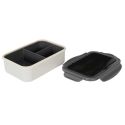 Lunch box 2,5L à triple compartiments en plastique gris blanc avec couverts