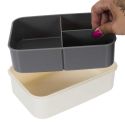 Lunch box 2,5L à triple compartiments en plastique gris blanc avec couverts