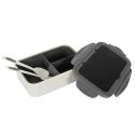 Lunch box 2,5L à triple compartiments en plastique gris blanc avec couverts