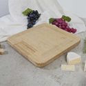 Planche apéro en bambou avec tiroir coulissant et couteaux à fromage inclus