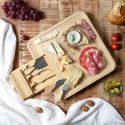 Planche apéro en bambou avec tiroir coulissant et couteaux à fromage inclus