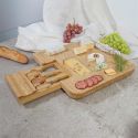Planche apéro en bambou avec tiroir coulissant et couteaux à fromage inclus