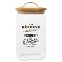 Bocal de 1L en verre avec couvercle en bambou style bistrot