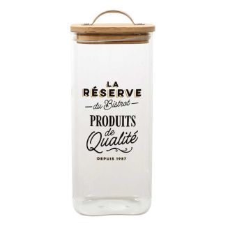 Bocal de 1,5L en verre avec couvercle en bambou style bistrot