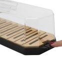 Boîte à pain en plastique avec base en bambou faisant guide de coupe