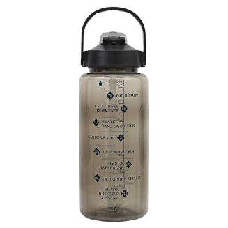 Bouteille de transport 2L noir fumé en plastique avec messages de motivation
