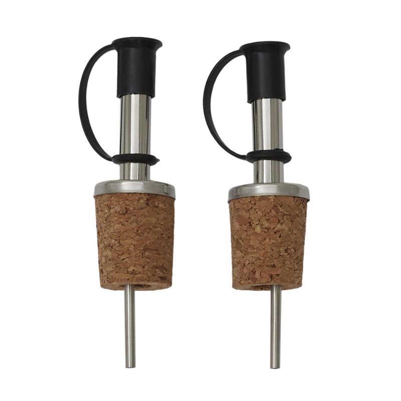 Set de 2 becs verseurs en inox avec bouchon en liège intégré Set de 2 becs verseurs en inox avec bouchon en liège intégré