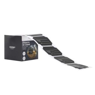 Set de 48 étiquettes autocollantes noires (6x4 cm) pour bocaux de cuisine