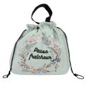Lunch bag isotherme 8L en tissu vert avec fermeture à cordon de serrage