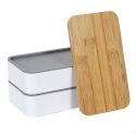 Lunch box 10L à double niveaux en plastique avec couvert et bande élastique