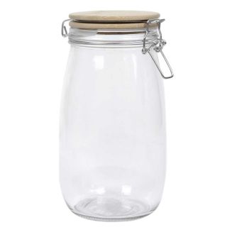 Bocal de conservation 1L en verre couvercle bambou