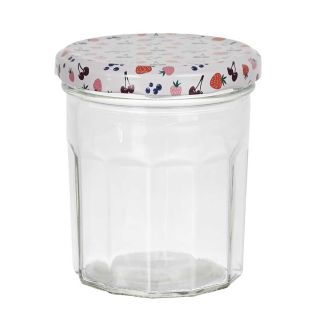 Set de 6 pots à confiture en verre 30cl avec couvercles en métal imprimé