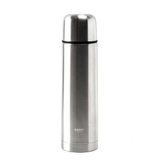 Bouteille de transport isotherme 50cl en inox gris avec avec bouton poussoir