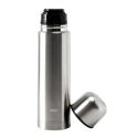 Bouteille de transport isotherme 50cl en inox gris avec avec bouton poussoir