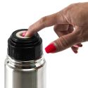 Bouteille de transport isotherme 50cl en inox gris avec avec bouton poussoir