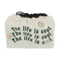 Coffret lunch box à double compartiment vert avec couverts, bouteille isotherme et pochon