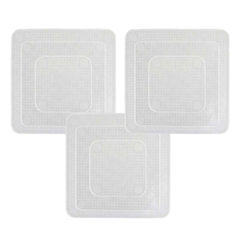 Pack de 3 couvercles en silicone extensibles carrés 3 tailles 9,5 cm - 14 cm - 19 cm Pack de 3 couvercles en silicone extensibles carrés 3 tailles 9,5 cm - 14 cm - 19 cm