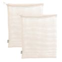 Lot de 2 sacs à vrac en maille de coton avec lien de serrage