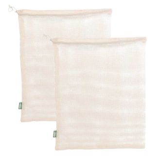 Lot de 2 sacs à vrac en maille de coton avec lien de serrage