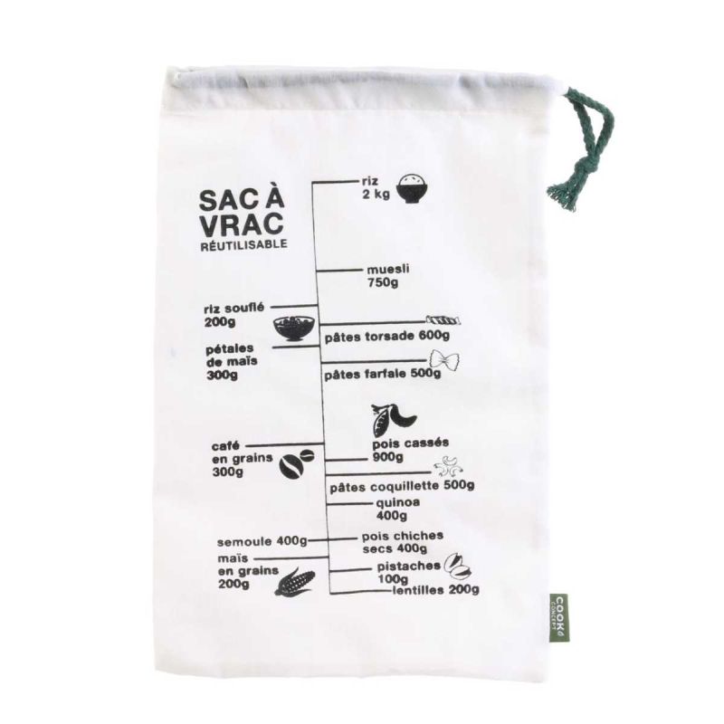 Lot de 2 sacs à vrac en maille de coton gradué avec lien de serrage Lot de 2 sacs à vrac en maille de coton gradué avec lien de serrage