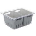 Boite de conservation transparente avec 2 bacs amovibles gris