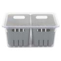 Boite de conservation transparente avec 2 bacs amovibles gris