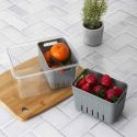 Boite de conservation transparente avec 2 bacs amovibles gris