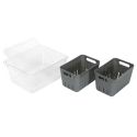 Boite de conservation transparente avec 2 bacs amovibles gris