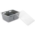 Boite de conservation transparente avec 2 bacs amovibles gris