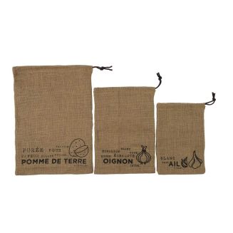 Lot de 3 sacs de conservation en toile de jute 3 tailles différentes