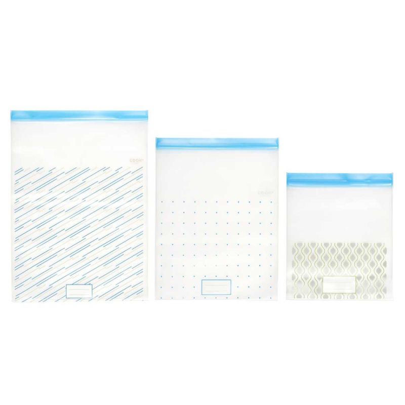 Lot de 3 sachets transparents réutilisables de congélation fermeture à zip Lot de 3 sachets transparents réutilisables de congélation fermeture à zip
