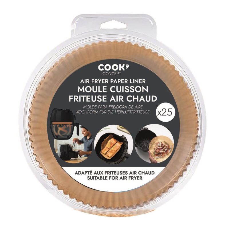 Lot de 2 packs de 25 papiers cuisson ronds diamètre 20 cm spécial friteuse à air chaud Lot de 2 packs de 25 papiers cuisson ronds diamètre 20 cm spécial friteuse à air chaud