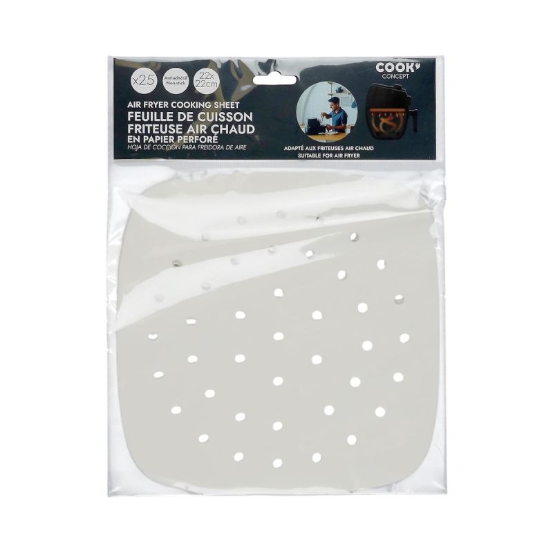 Pack de 25 feuilles de cuisson carrées jetables spécial friteuse à air chaud