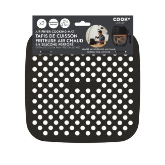 Lot de 2 tapis de cuisson carrés réutilisables spécial friteuse à air chaud 21x21 cm