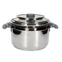 Ensemble de 3 faitouts tous feux dont induction en inox avec couvercles en verre 3 tailles 17, 21 et 25 cm