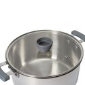 Ensemble de 3 faitouts tous feux dont induction en inox avec couvercles en verre 3 tailles 17, 21 et 25 cm